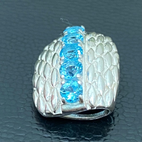 Vintage Sterling Silver 925 Signed Blue Topaz Slider Pendant 4.7g - Picture 10 of 13